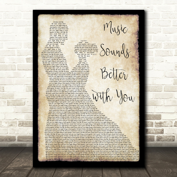 Stardust Music Sounds Better with You Man Lady Dancing Song Lyric Quote Print