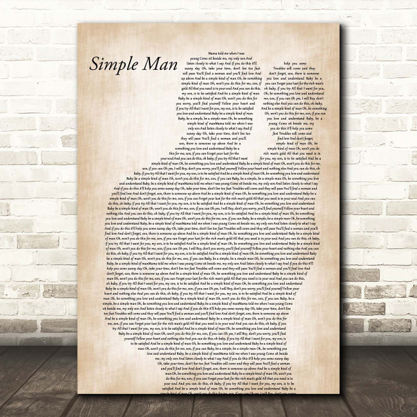 Lynyrd Skynyrd Simple Man Father & Baby Song Lyric Print