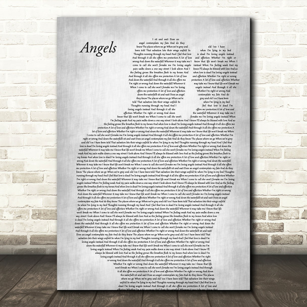 Robbie Williams Angels Father & Baby Grey Song Lyric Music Art Print