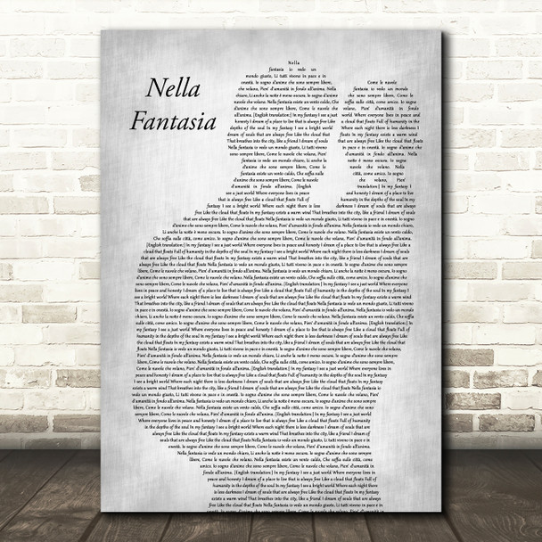 Sarah Brightman Nella Fantasia Father & Baby Grey Song Lyric Music Art Print