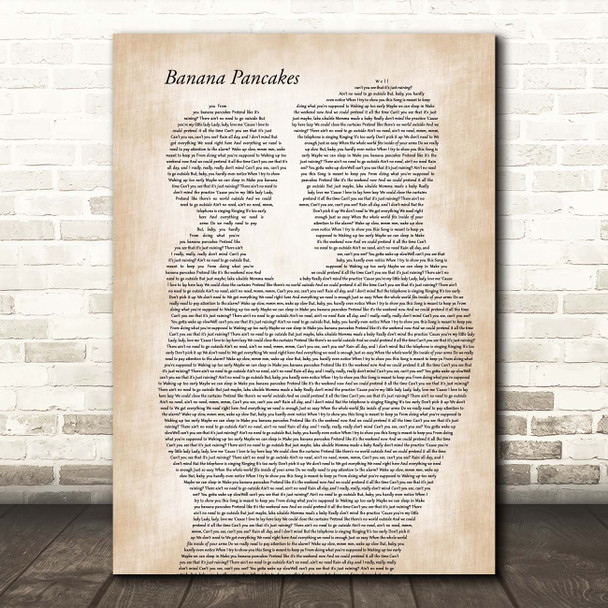 Jack Johnson Banana Pancakes Father & Child Song Lyric Print