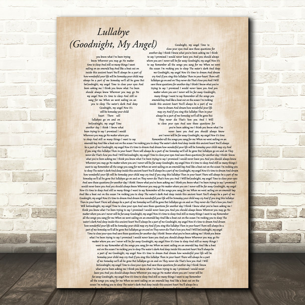 Billy Joel Lullabye (Goodnight, My Angel) Father & Child Song Lyric Music Art Print