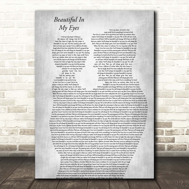 Joshua Kadison Beautiful In My Eyes Father & Child Grey Song Lyric Print