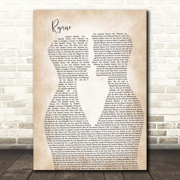 Jonathan Larson Reprise Two Men Gay Couple Wedding Song Lyric Print