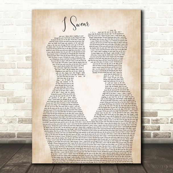 All 4 One I Swear Two Men Gay Couple Wedding Song Lyric Music Art Print