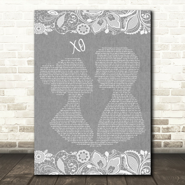 Beyoncé XO Burlap & Lace Grey Song Lyric Print