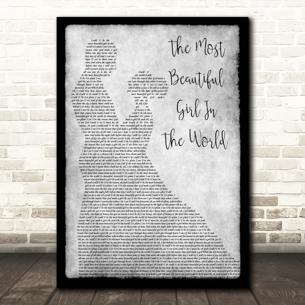 Prince The Most Beautiful Girl In The World Grey Man Lady Dancing Song Lyric Print