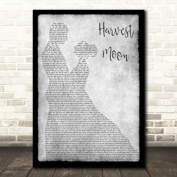 Neil Young Harvest Moon Grey Man Lady Dancing Song Lyric Wall Art Print
