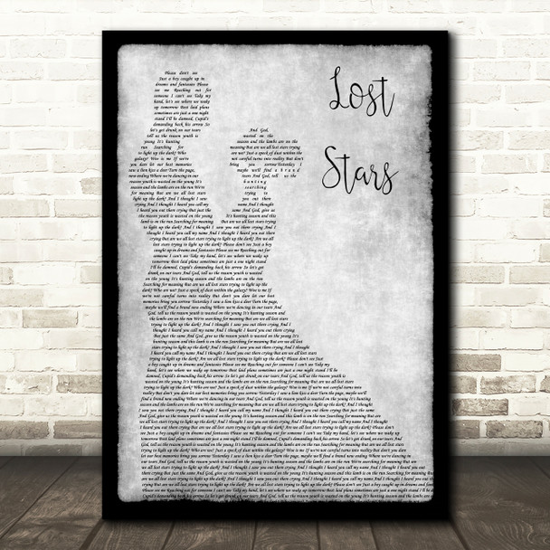 Adam Levine Lost Stars Man Lady Dancing Grey Song Lyric Quote Print