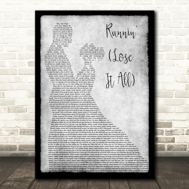 Naughty Boy Runnin' (Lose It All) Man Lady Dancing Grey Song Lyric Quote Print