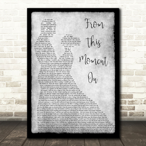 Shania Twain From This Moment On Grey Song Lyric Man Lady Dancing Quote Print
