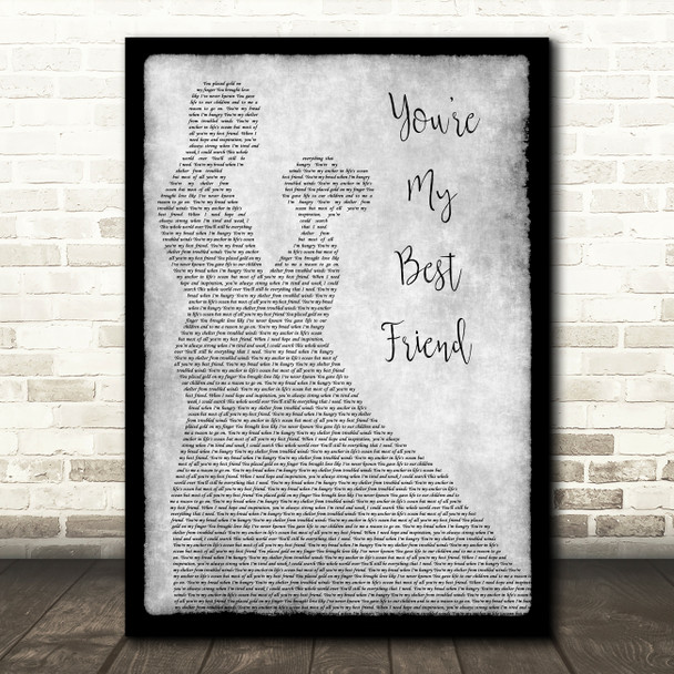 Don Williams You're My Best Friend Man Lady Dancing Grey Song Lyric Quote Print