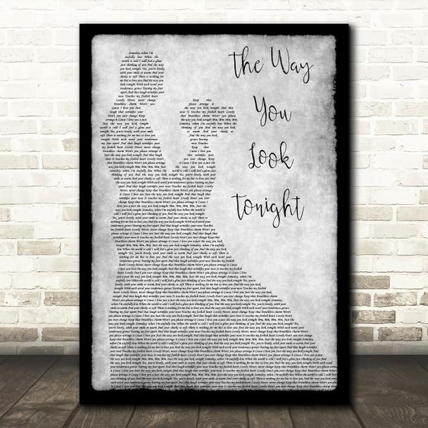 Frank Sinatra The Way You Look Tonight Man Lady Dancing Grey Song Lyric Print