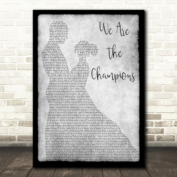 Queen We Are The Champions Man Lady Dancing Grey Song Lyric Print