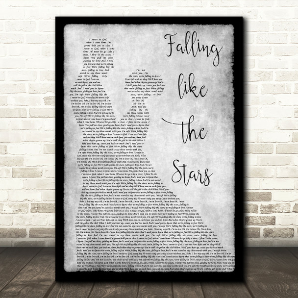 James Arthur Falling like the Stars Man Lady Dancing Grey Song Lyric Print