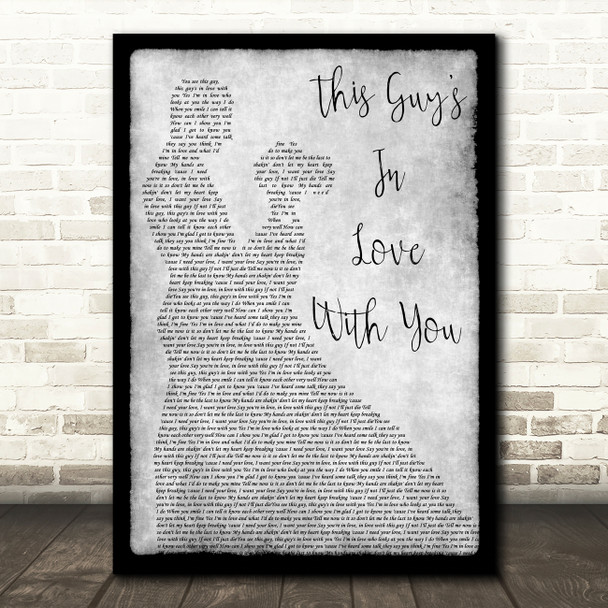 Herb Albert This Guys In Love With You Grey Song Lyric Man Lady Dancing Print