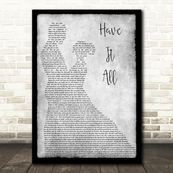 Jason Mraz Have It All Grey Song Lyric Man Lady Dancing Quote Print