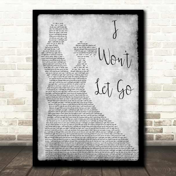 Rascal Flatts I Won't Let Go Grey Song Lyric Man Lady Dancing Quote Print