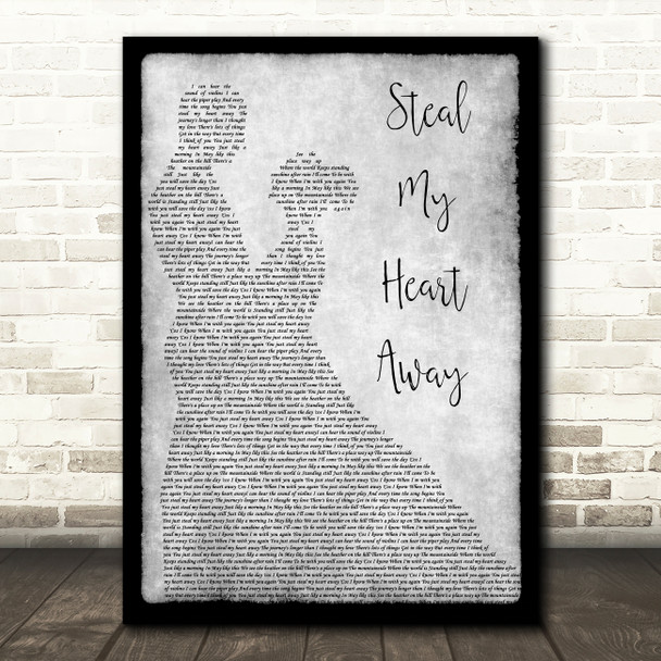Van Morrison Steal My Heart Away Grey Song Lyric Man Lady Dancing Quote Print