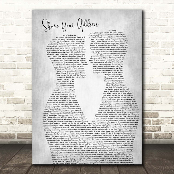 Ben Platt Share Your Address Two Men Gay Couple Wedding Grey Song Lyric Print