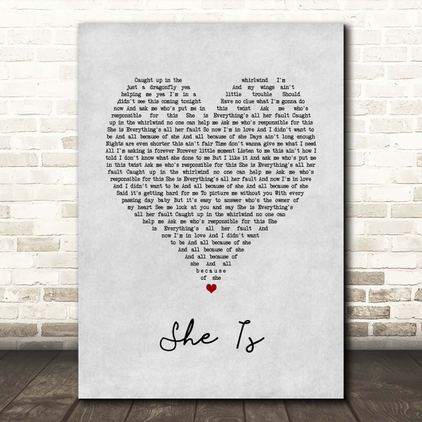 Ne-Yo She Is Grey Heart Song Lyric Print