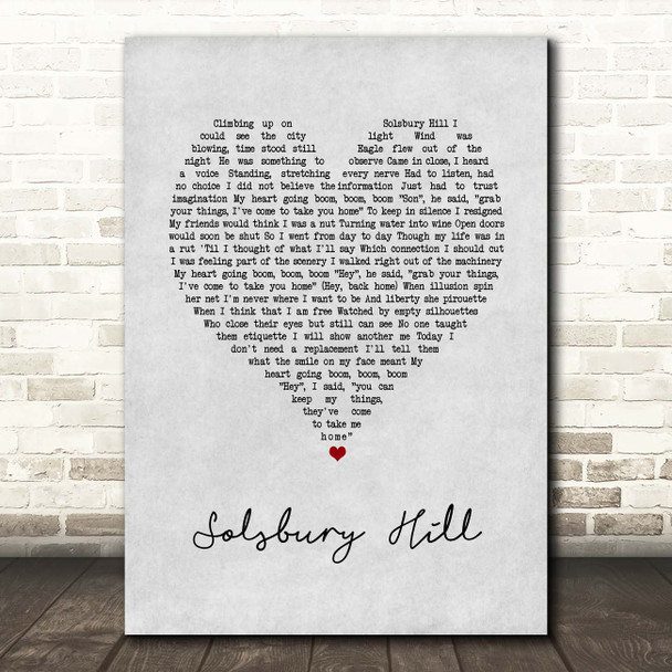 Peter Gabriel Solsbury Hill Grey Heart Song Lyric Print