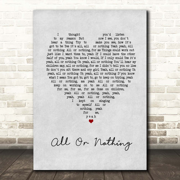 Small Faces All Or Nothing Grey Heart Song Lyric Print