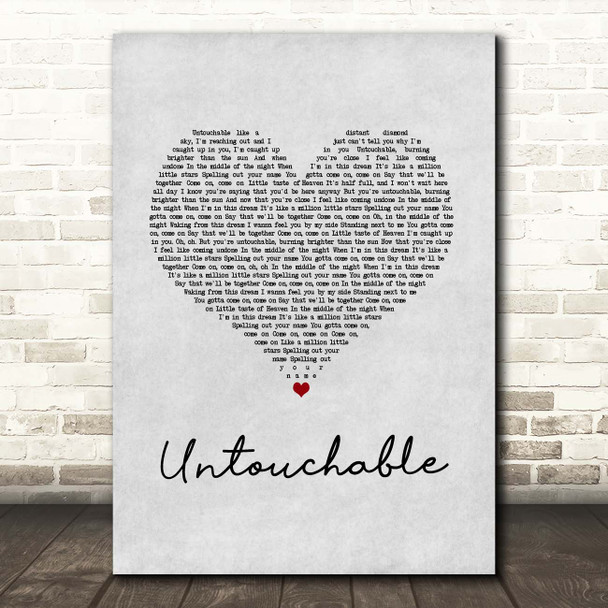 Taylor Swift Untouchable Grey Heart Song Lyric Print