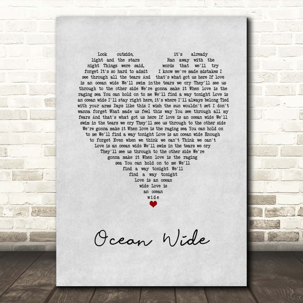 The Afters Ocean Wide Grey Heart Song Lyric Print