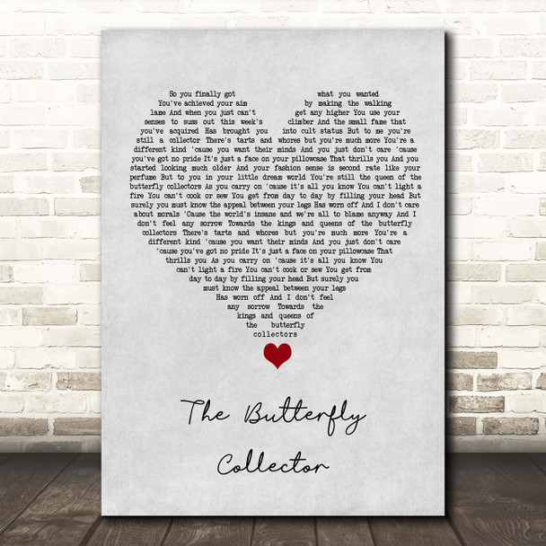 The Jam The Butterfly Collector Grey Heart Song Lyric Print