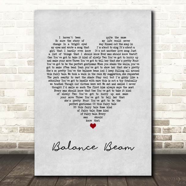 Blue October Balance Beam Grey Heart Song Lyric Print