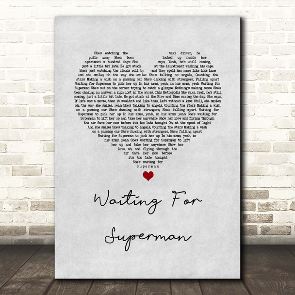 Daughtry Waiting For Superman Grey Heart Song Print