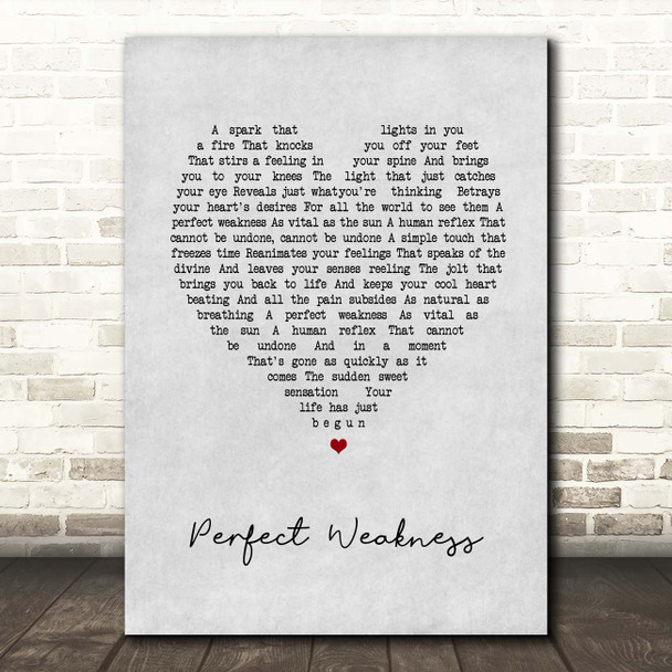 DIVISIONS Perfect Weakness Grey Heart Song Lyric Print