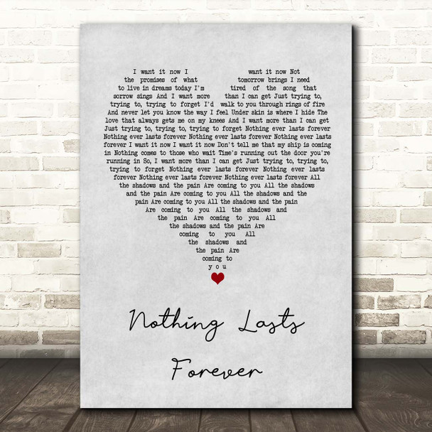 Echo & The Bunnymen Nothing Lasts Forever Grey Heart Song Lyric Print