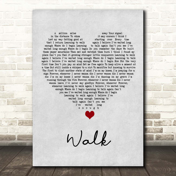 Foo Fighters Walk Grey Heart Song Lyric Print