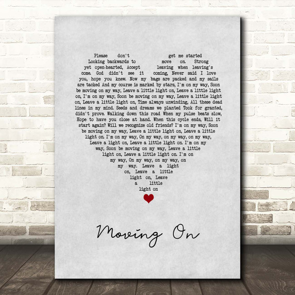 James Moving On Grey Heart Song Lyric Print