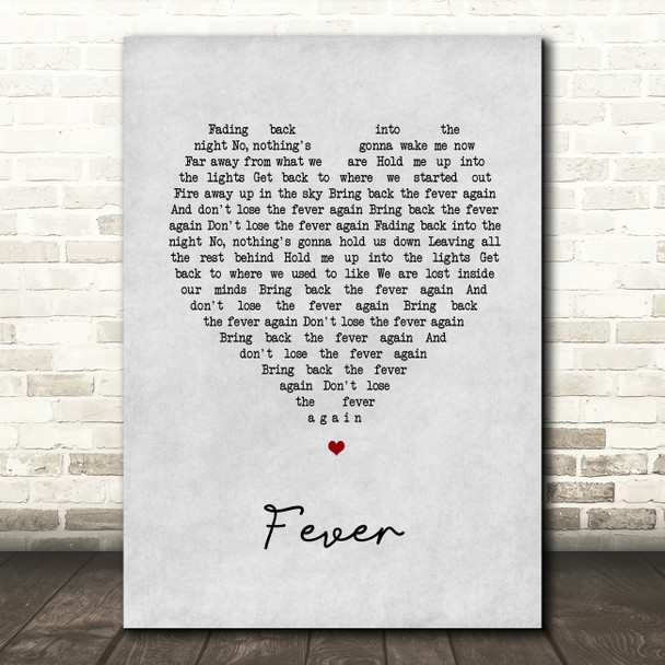 Roosevelt Fever Grey Heart Song Lyric Wall Art Print