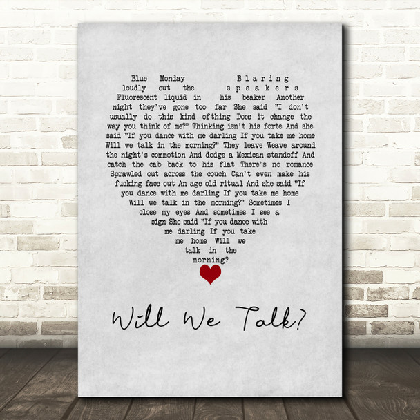 Sam Fender Will We Talk Grey Heart Song Lyric Wall Art Print