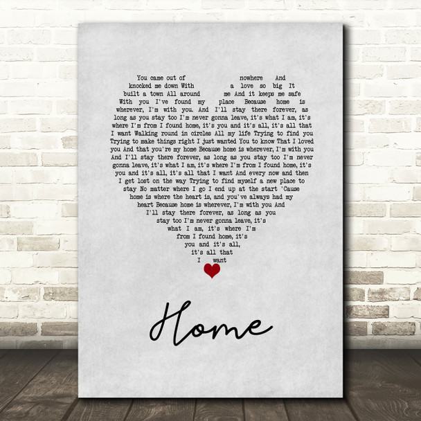 Scouting For Girls Home Grey Heart Song Lyric Wall Art Print