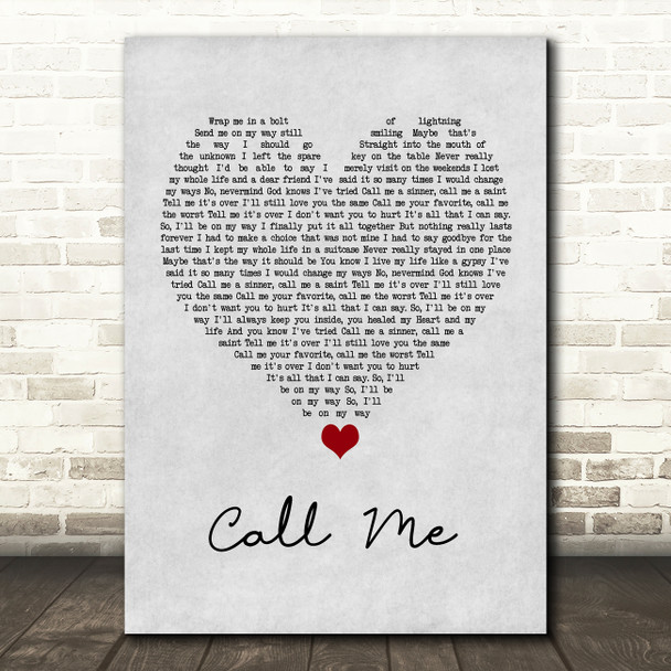 Shinedown Call Me Grey Heart Song Lyric Wall Art Print