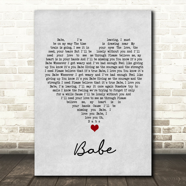 Styx Babe Grey Heart Song Lyric Wall Art Print
