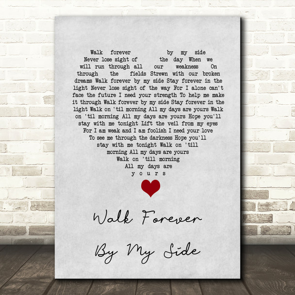 The Alarm Walk Forever By My Side Grey Heart Song Lyric Wall Art Print