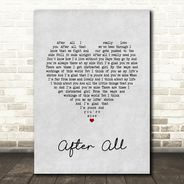 The Frank and Walters After All Grey Heart Song Lyric Wall Art Print