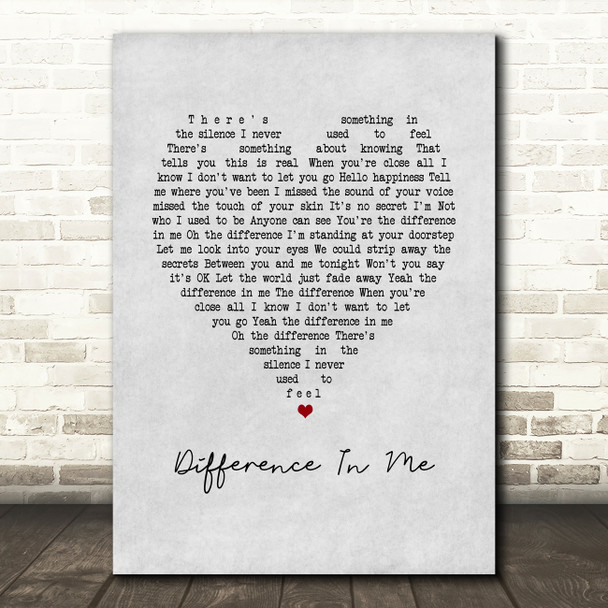 Westlife Difference In Me Grey Heart Song Lyric Wall Art Print