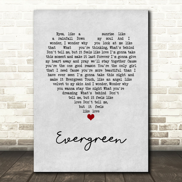 Will Young Evergreen Grey Heart Song Lyric Wall Art Print