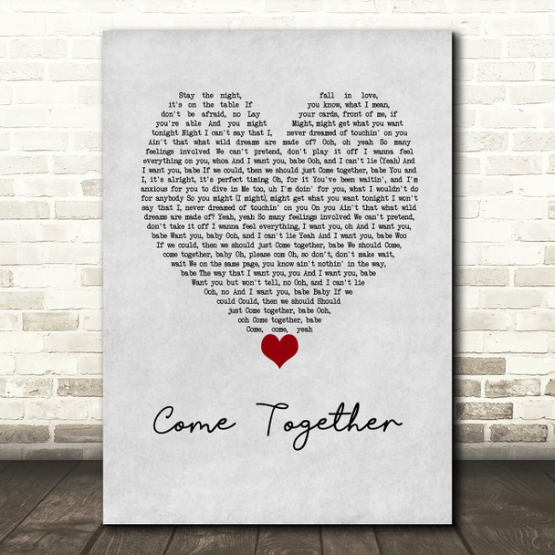 Chris Brown Come Together Grey Heart Song Lyric Wall Art Print