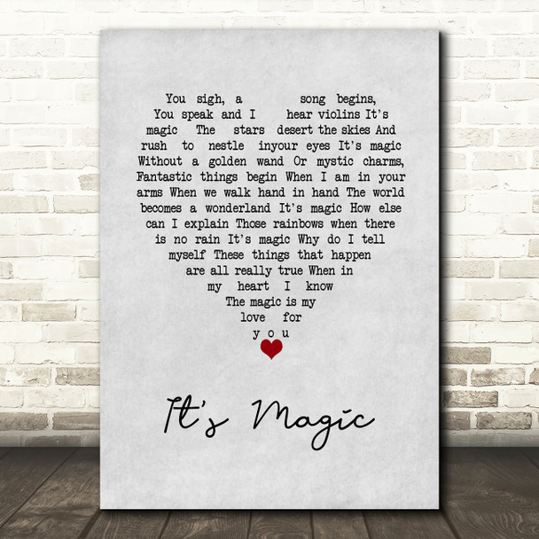 Doris Day It's Magic Grey Heart Song Lyric Wall Art Print