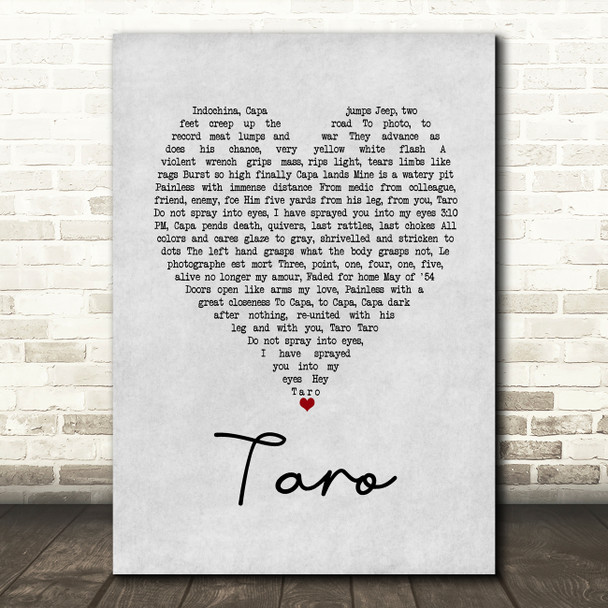 alt-J Taro Grey Heart Song Lyric Wall Art Print
