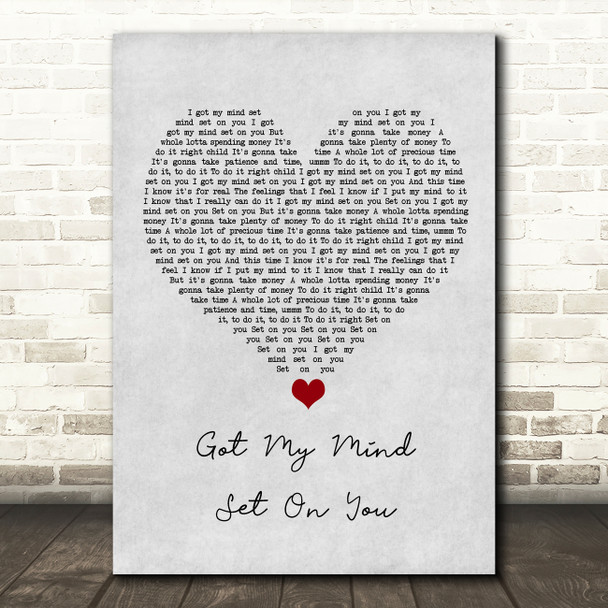 George Harrison Got My Mind Set On You Grey Heart Song Lyric Wall Art Print
