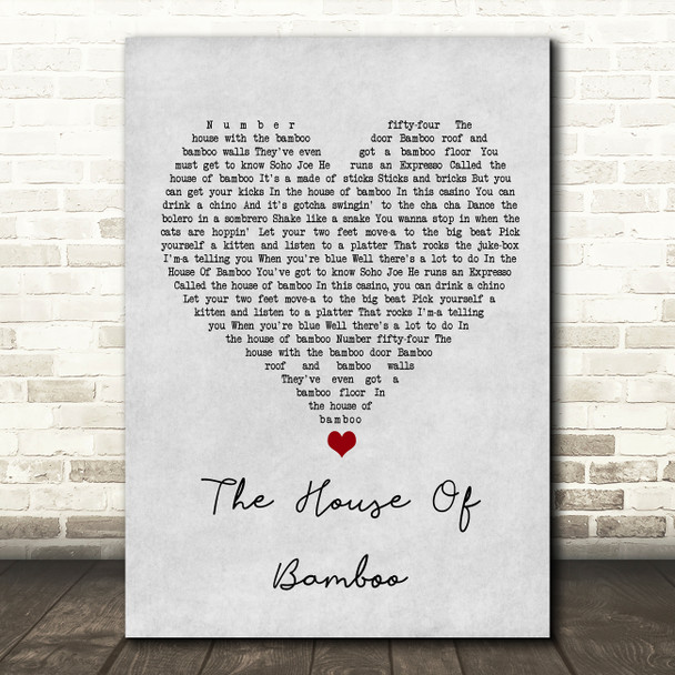 Andy Williams The House Of Bamboo Grey Heart Song Lyric Wall Art Print